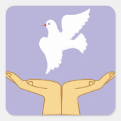 Dove Bird World Peace White Quadratischer Aufkleber (Vorderseite)