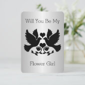 Dove Black and Silver Flower Girl Request Einladung (Stehend Vorderseite)
