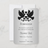 Dove Black and Silver Flower Girl Request Einladung (Rückseite)