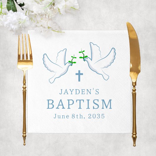 Dove Blue Boy Taufe Serviette