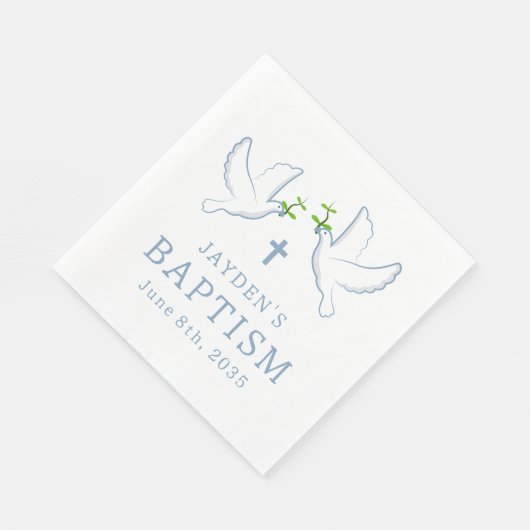 Dove Blue Boy Taufe Serviette (Ecke)