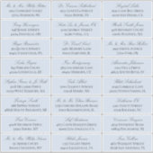 Dove Blue Elegant Script 24 Wedding Guest Address Aufkleber (Vorderseite)
