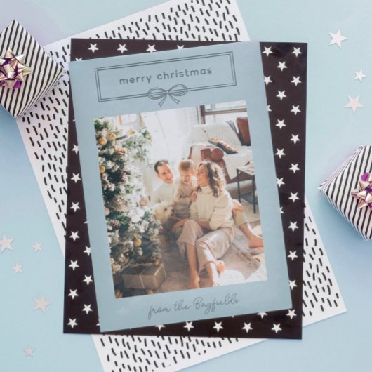 Dove Blue Hübsch Bow Foto Frohe Weihnachten