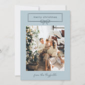Dove Blue Hübsch Bow Foto Frohe Weihnachten (Vorderseite)
