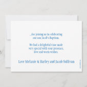 Dove Blue Jungs Taufe Foto Dankeschön Karte (Rückseite)