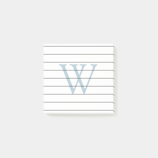 Dove Blue Monogram Lined Post-it Klebezettel (Vorderseite)
