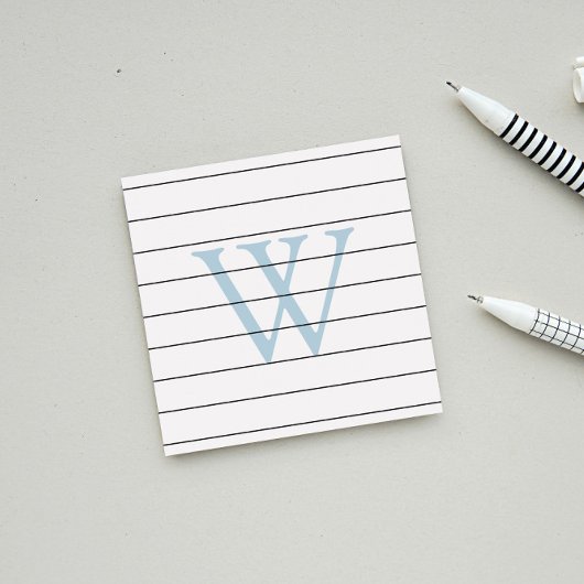 Dove Blue Monogram Lined Post-it Klebezettel