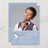 Dove Blue Religious Foto Einladung (Vorne/Hinten)