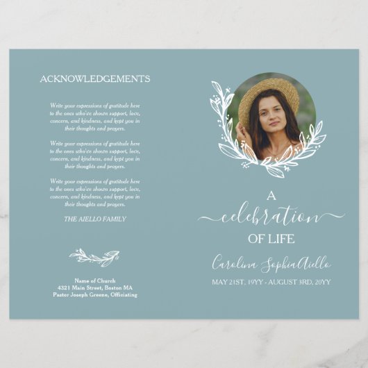 Dove Blue Wreath Foto Feier des Life-Programms (Vorderseite)