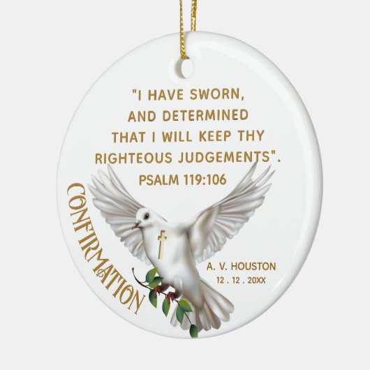 Dove Confirmation Scripture Verse Keramik Ornament (Links)