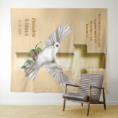 Dove Cross Gold Imitate Foil Wedding Backdrop Wandteppich (Beispiel (Horizontal))