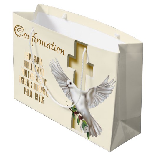 Dove Cross Große Geschenktüte (Rückseite Schrägansicht)