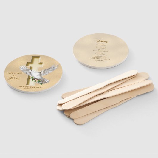 Dove Cross Imitate Foil Wedding Programm Fächer (Non-assembled)