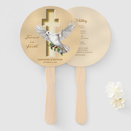 Dove Cross Imitate Foil Wedding Programm Fächer (Vorne und Hinten)