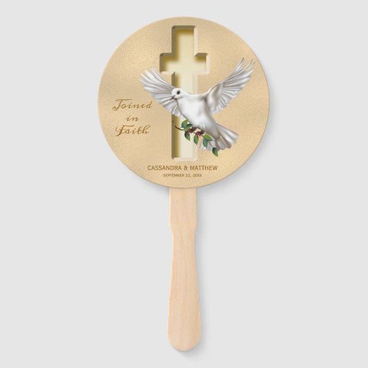 Dove Cross Imitate Foil Wedding Programm Fächer (Vorderseite)