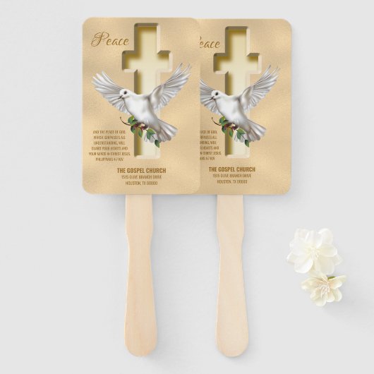 Dove Cross Personalisiert Scripting Verse Church Fächer (Vorne und Hinten)