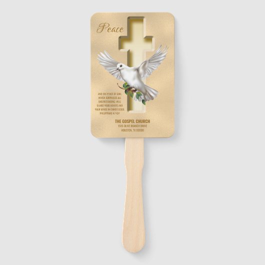 Dove Cross Personalisiert Scripting Verse Church Fächer (Vorderseite)