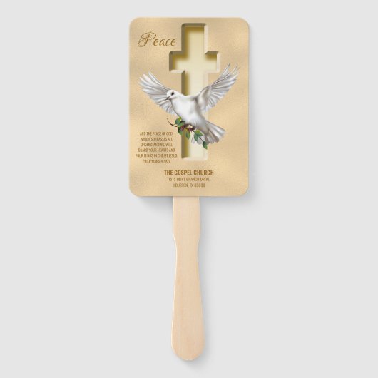 Dove Cross Personalisiert Scripting Verse Church Fächer (Rückseite)