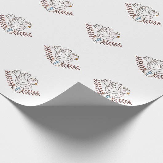 Dove Cross Religious Taufen Christening Geschenkpapier (Ecke)
