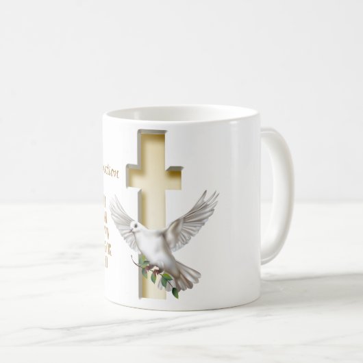 Dove Cross Scripture Bestätigung Taufe Kaffeetasse (VorderseiteRechts)