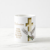 Dove Cross Scripture Bestätigung Taufe Kaffeetasse (Mittel)