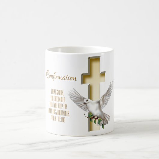 Dove Cross Scripture Bestätigung Taufe Kaffeetasse (Mittel)