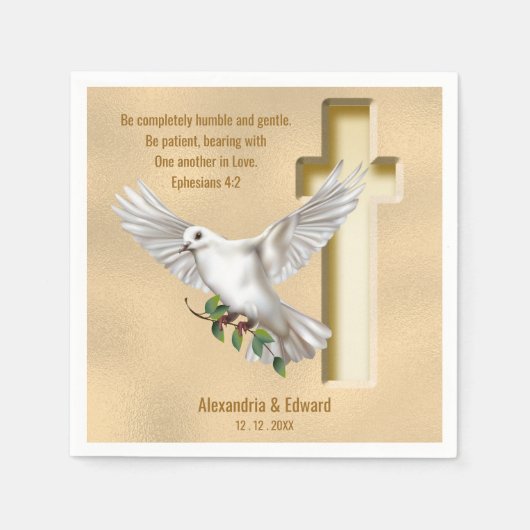 Dove Cross Scripture Verse Ephesians 4:2 Serviette (Vorderseite)