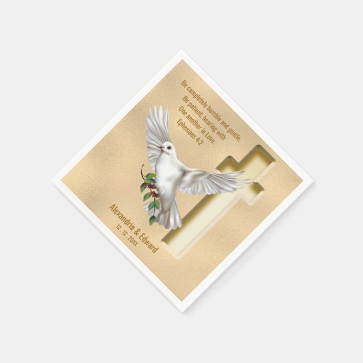 Dove Cross Scripture Verse Ephesians 4:2 Serviette (Ecke)