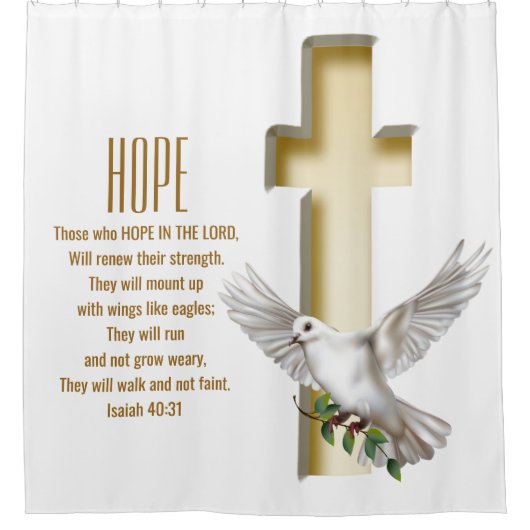 Dove Cross Scripture Verse Isaiah 40:31 Duschvorhang (Vorderseite)