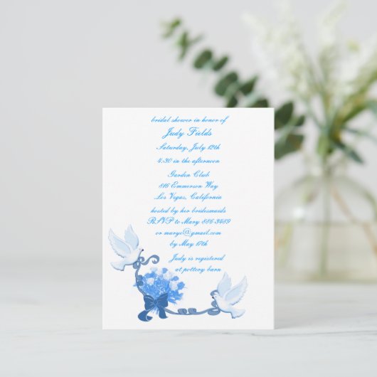 Dove Custom Bridal Dusche Einladungen (Stehend Vorderseite)