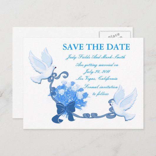Dove Custom Save the Date Postcard Ankündigungspostkarte (Vorne/Hinten)