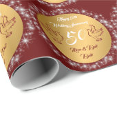Dove Customize Happy Gold 50th Anniversary Geschenkpapier (Rolleneckpunkt)