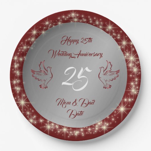 Dove Customize Happy Silver 25 Jahre Pappteller (Vorderseite)