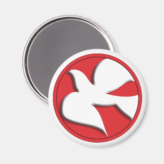 Dove der Bestätigung im roten Kreis Magnet (Vorderseite/Rückseite)
