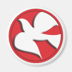 Dove der Bestätigung im roten Kreis Magnet