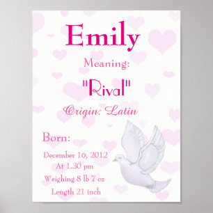 Dove-Designname bedeutet keepake-Kinderzimmer Poster