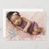 Dove dusky rosa Mädchen Taufe Foto danke Ihnen Kar (Vorne/Hinten)