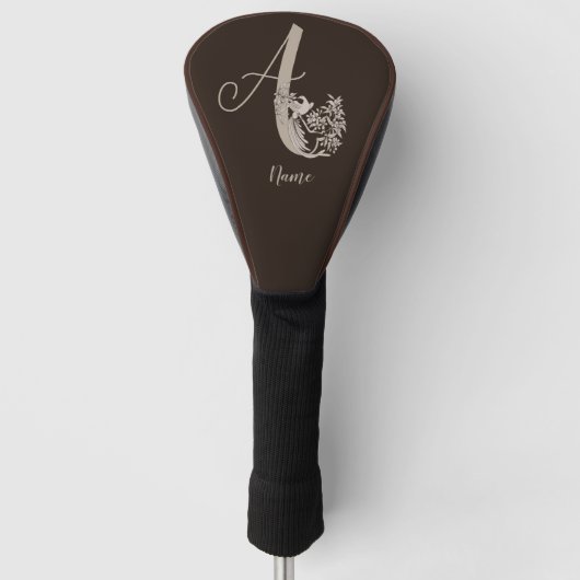 Dove Elegant Monogram Initial A Your Name Golf Headcover (Vorderseite)