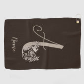 Dove Elegant Monogram Initial A Your Name Golfhandtuch (Horizontal)