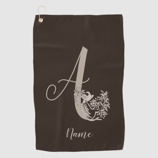 Dove Elegant Monogram Initial A Your Name Golfhandtuch (Vorderseite)