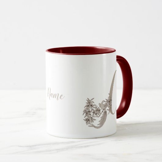 Dove Elegant Monogram Initial C Ihr Name Tasse (VorderseiteRechts)