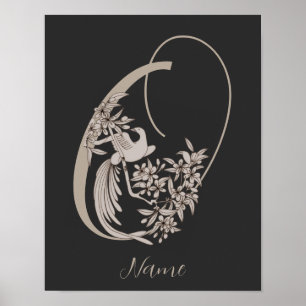 Dove Elegant Monogram Initial O Personalisiert Poster