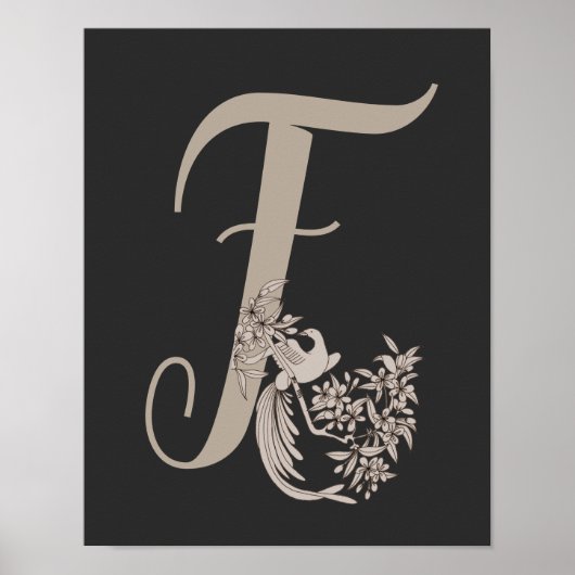 Dove Elegant Monogram Initiale F Poster (Vorne)