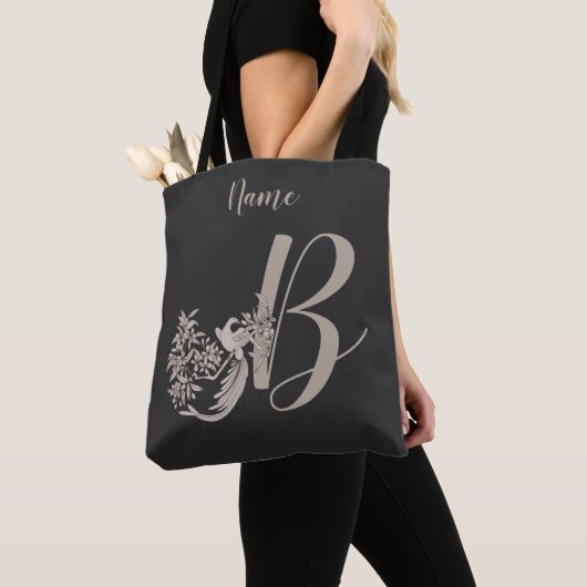 Dove Elegant Monogramm Anfangsbuchstabe B Personal Tasche (Von Nahem)