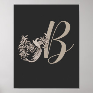 Dove Elegant Monogramm Anfangsbuchstabe B  Poster