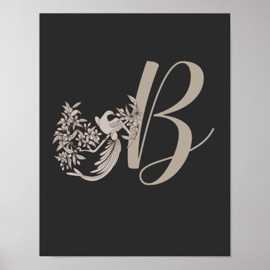 Dove Elegant Monogramm Anfangsbuchstabe B Poster (Vorne)