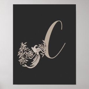 Dove Elegant Monogramm Anfangsbuchstabe C  Poster