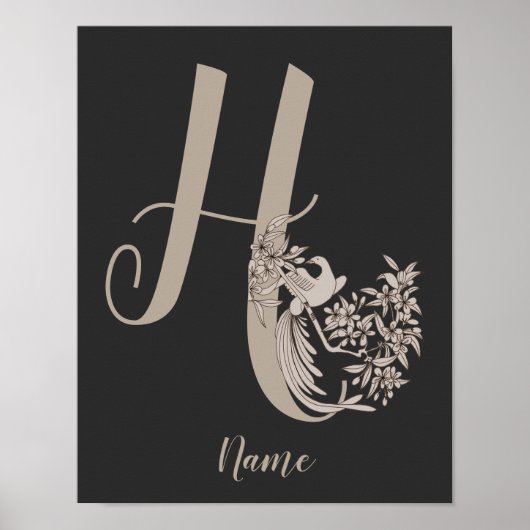 Dove Elegant Monogramm Anfangsbuchstabe H Personal Poster (Vorne)