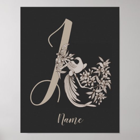 Dove Elegant Monogramm Anfangsbuchstabe J Personal Poster (Vorne)