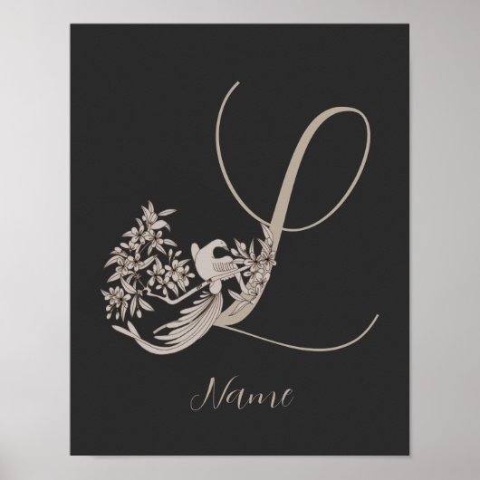 Dove Elegant Monogramm Anfangsbuchstabe L Personal Poster (Vorne)